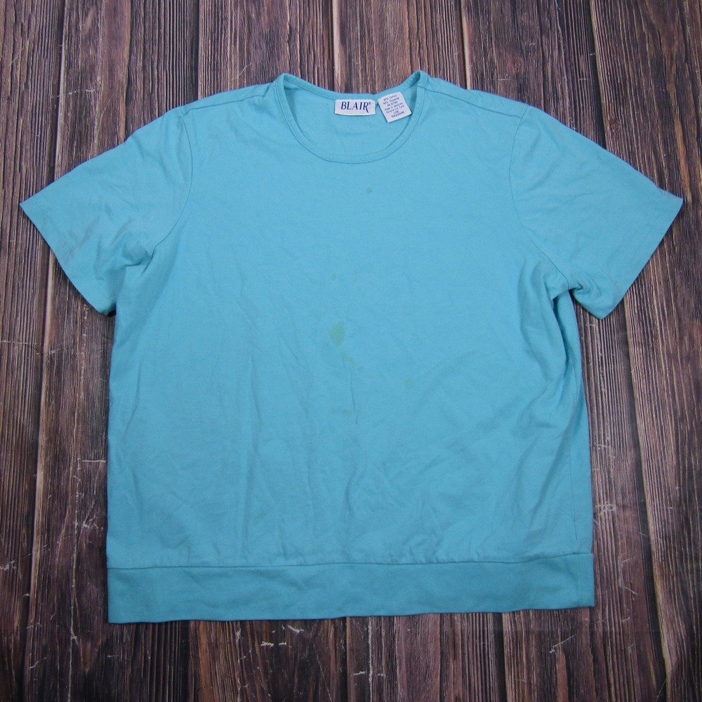 Blair Womens Large Blue Short Sleeve Crew Neck T Shirt Basic Topโ Casual Granny